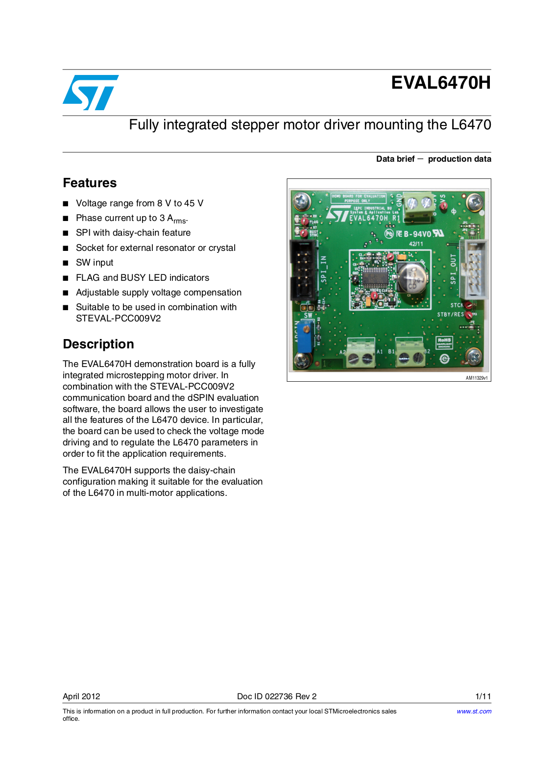 ST EVAL6470H User Manual