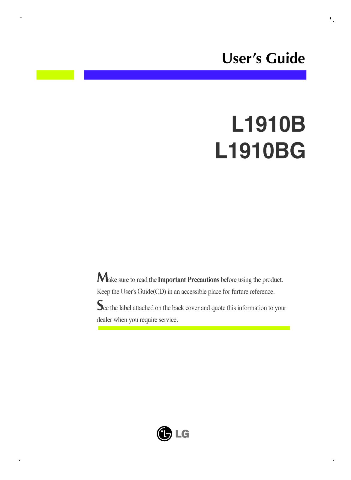 LG L1910BK, FPD1940 User Manual