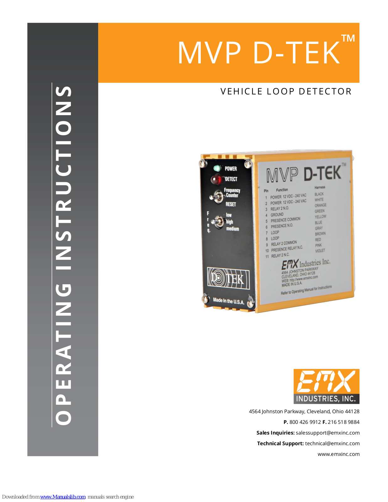 EMX MVP D-TEK Operating Instructions Manual