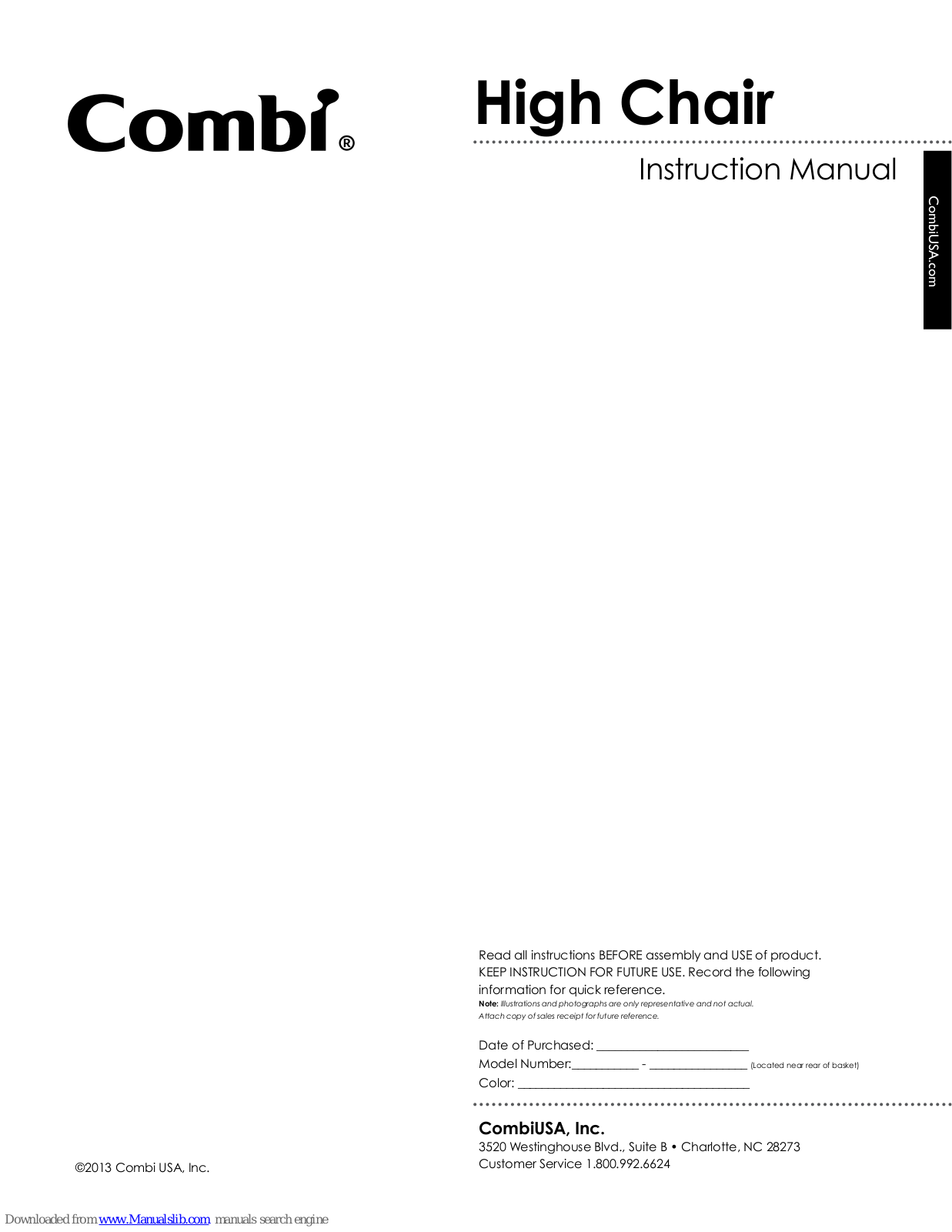 Combi High Chair Instruction Manual