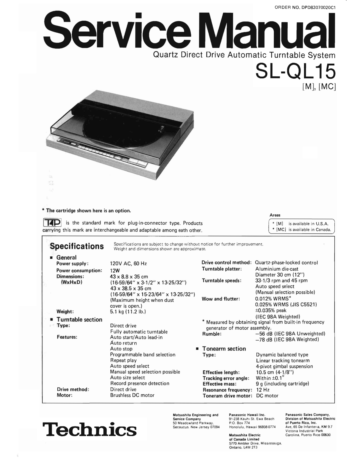 Technics SL-QL-15 Service Manual