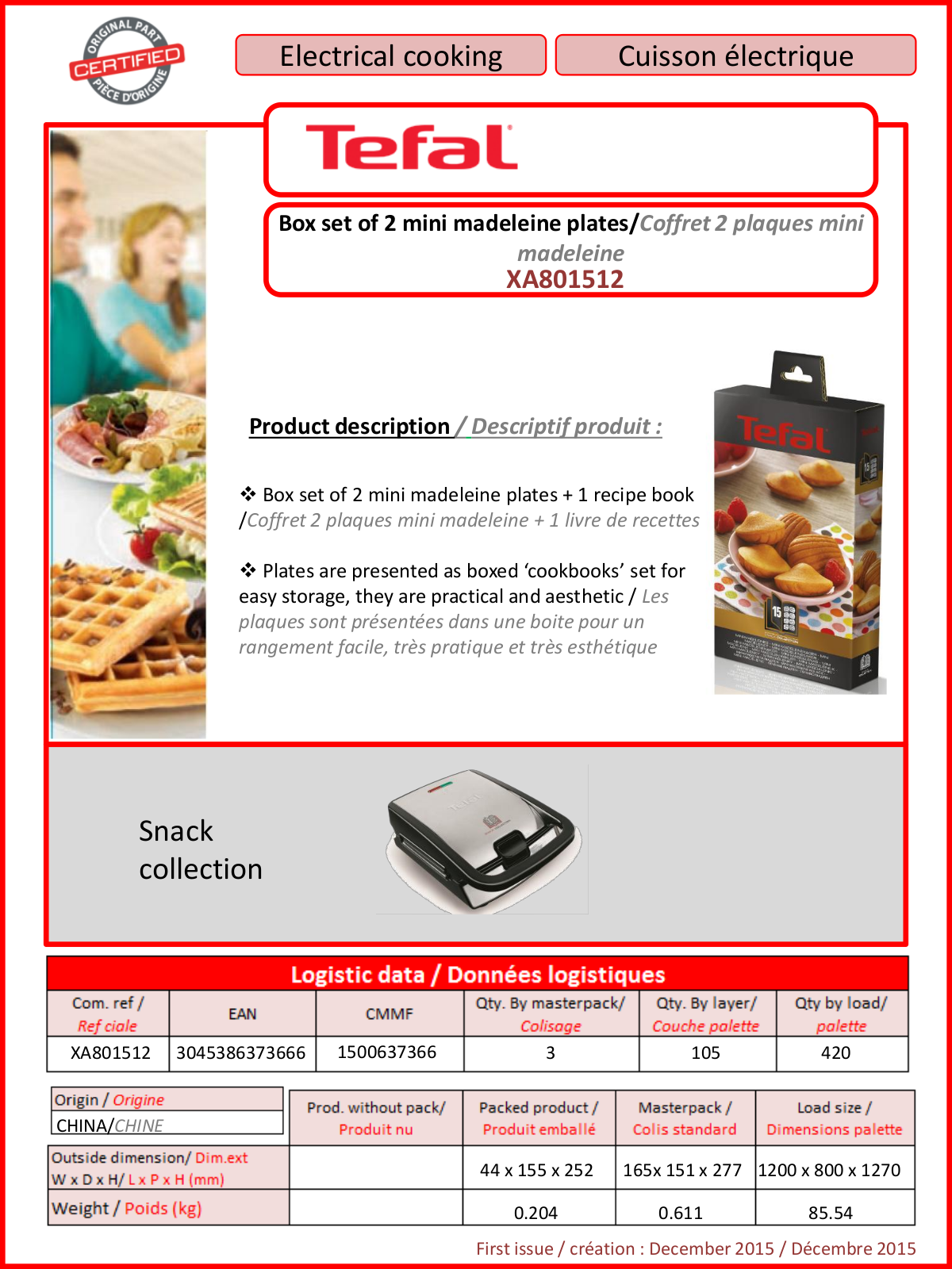 Tefal XA801512 product sheet