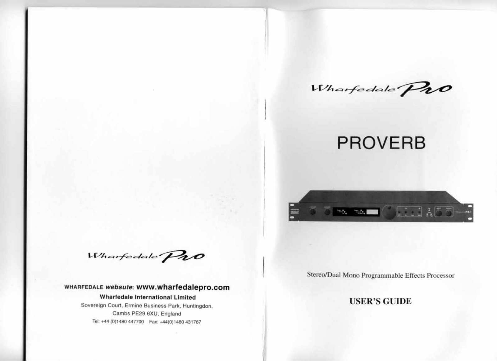 Wharfedale Pro PROVERB Operating Manual