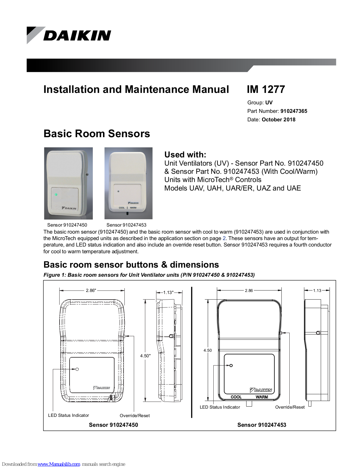 Daikin 910247450, 910247453 Installation And Maintenance Manual