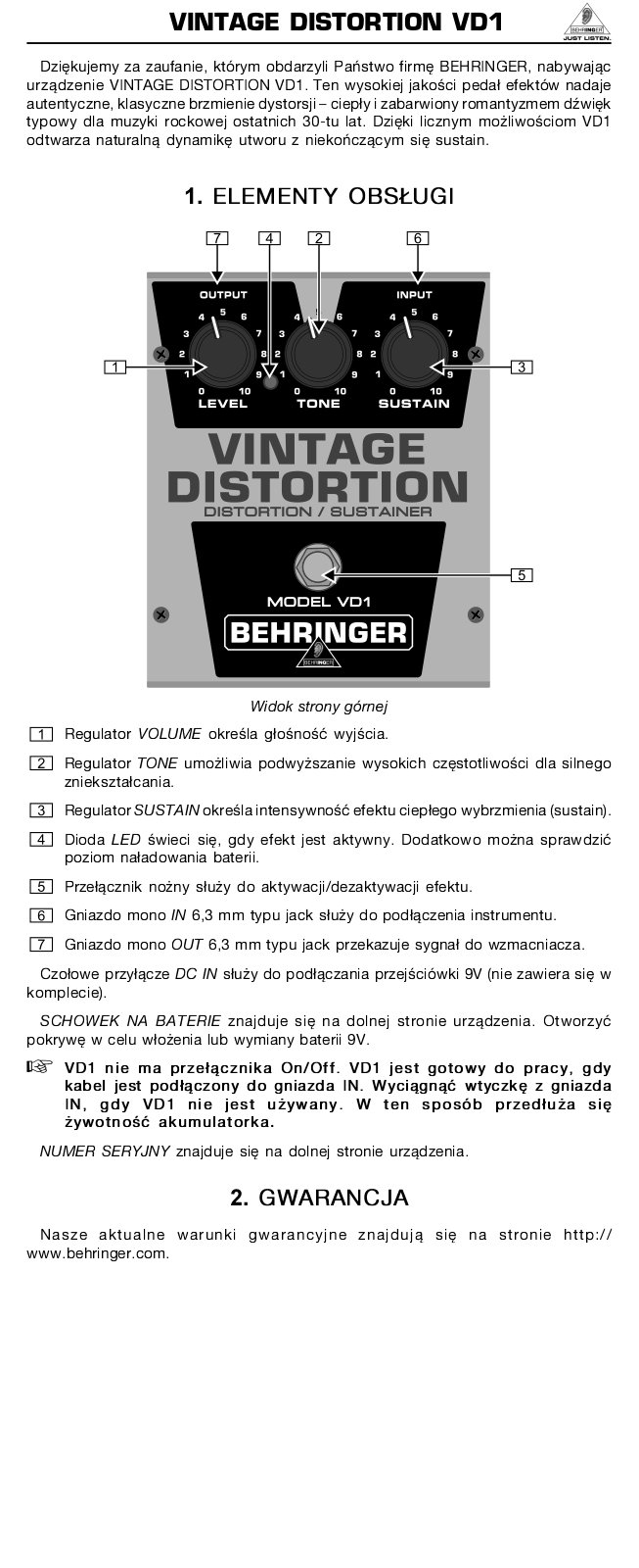 Behringer VD1 User Manual