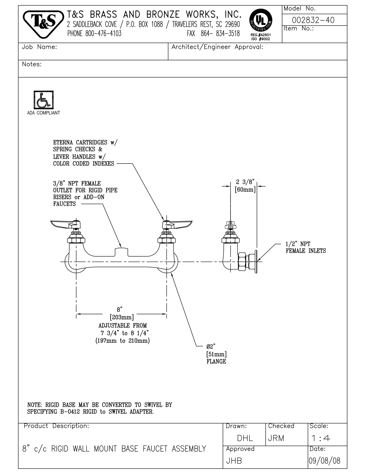 T&S Brass 002832-40 User Manual