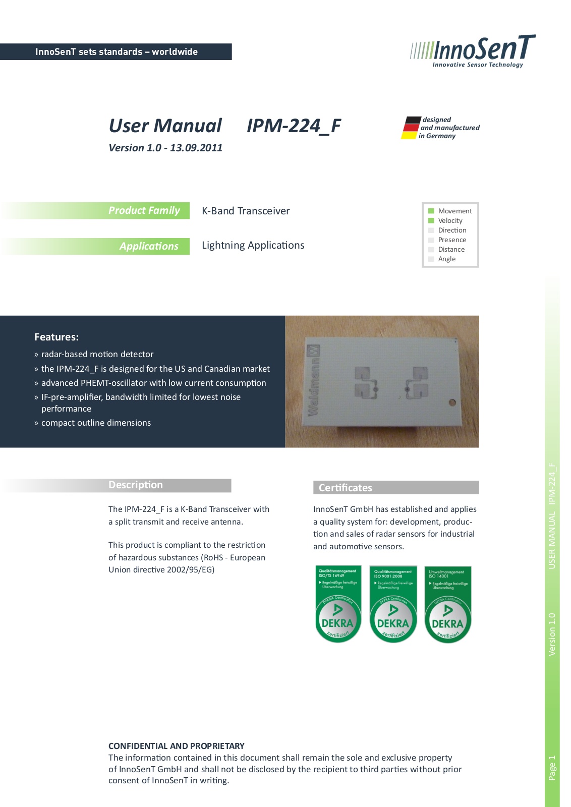 InnoSenT IPM224F Installation Manual