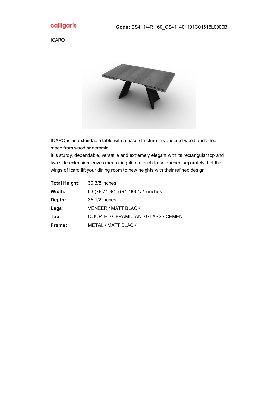 Calligaris GN10060 Specifications - ManualMachine.com