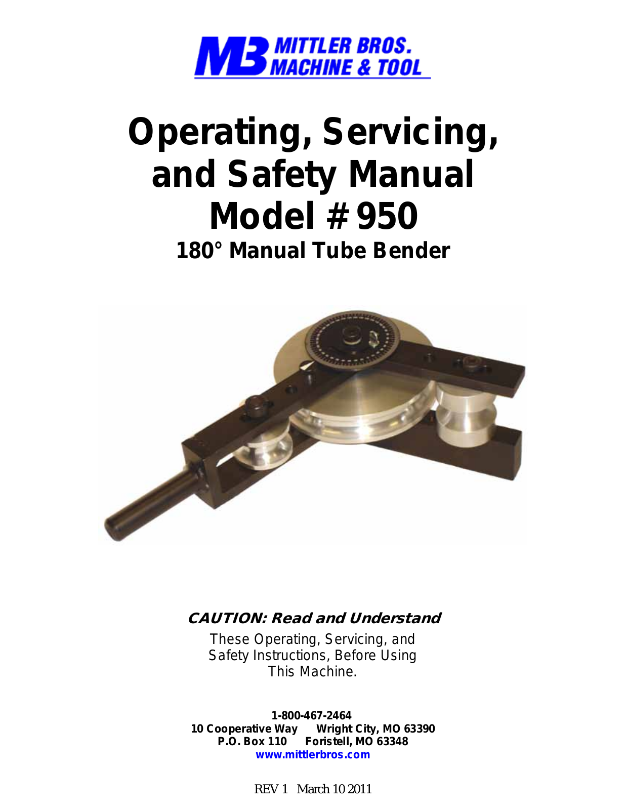 Mittler Bros Machine & Tool 950 User Manual