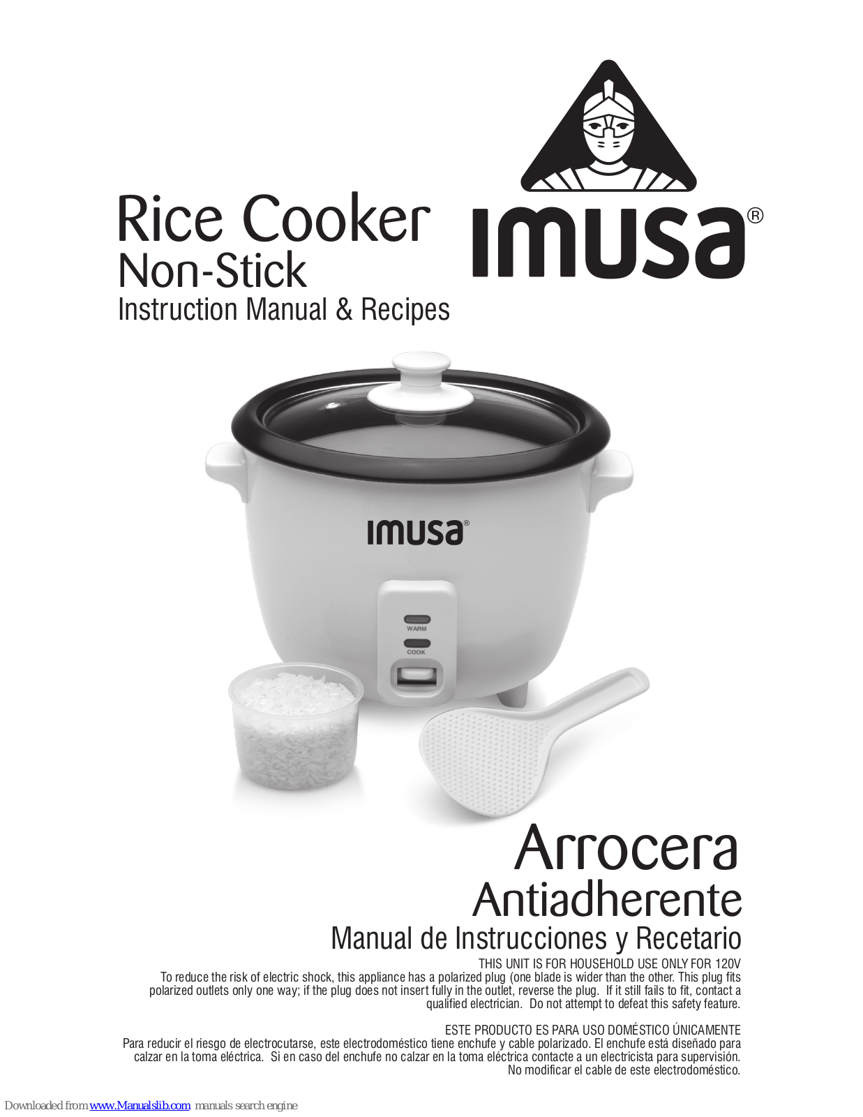 Imusa Arrocera Instruction Manual & Recipes