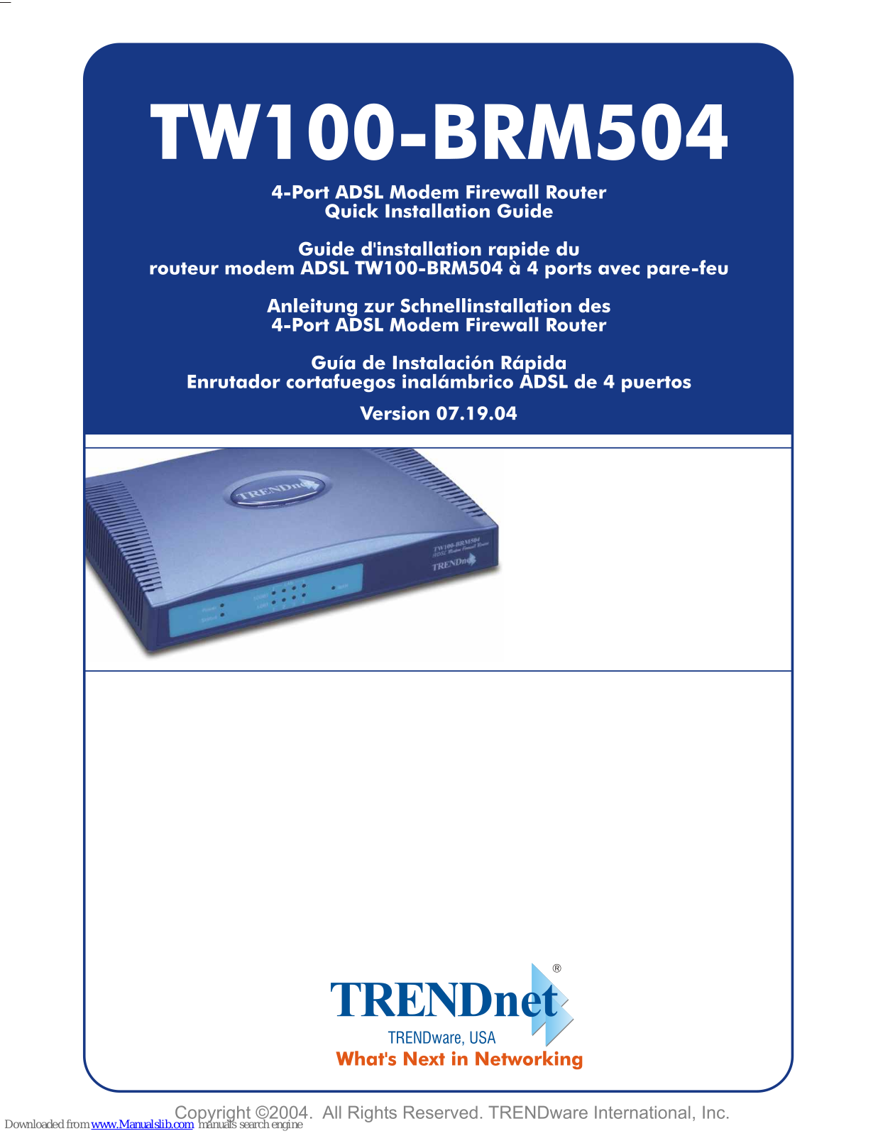 TRENDnet TW100-BRM504 - QUICK Quick Installation Manual