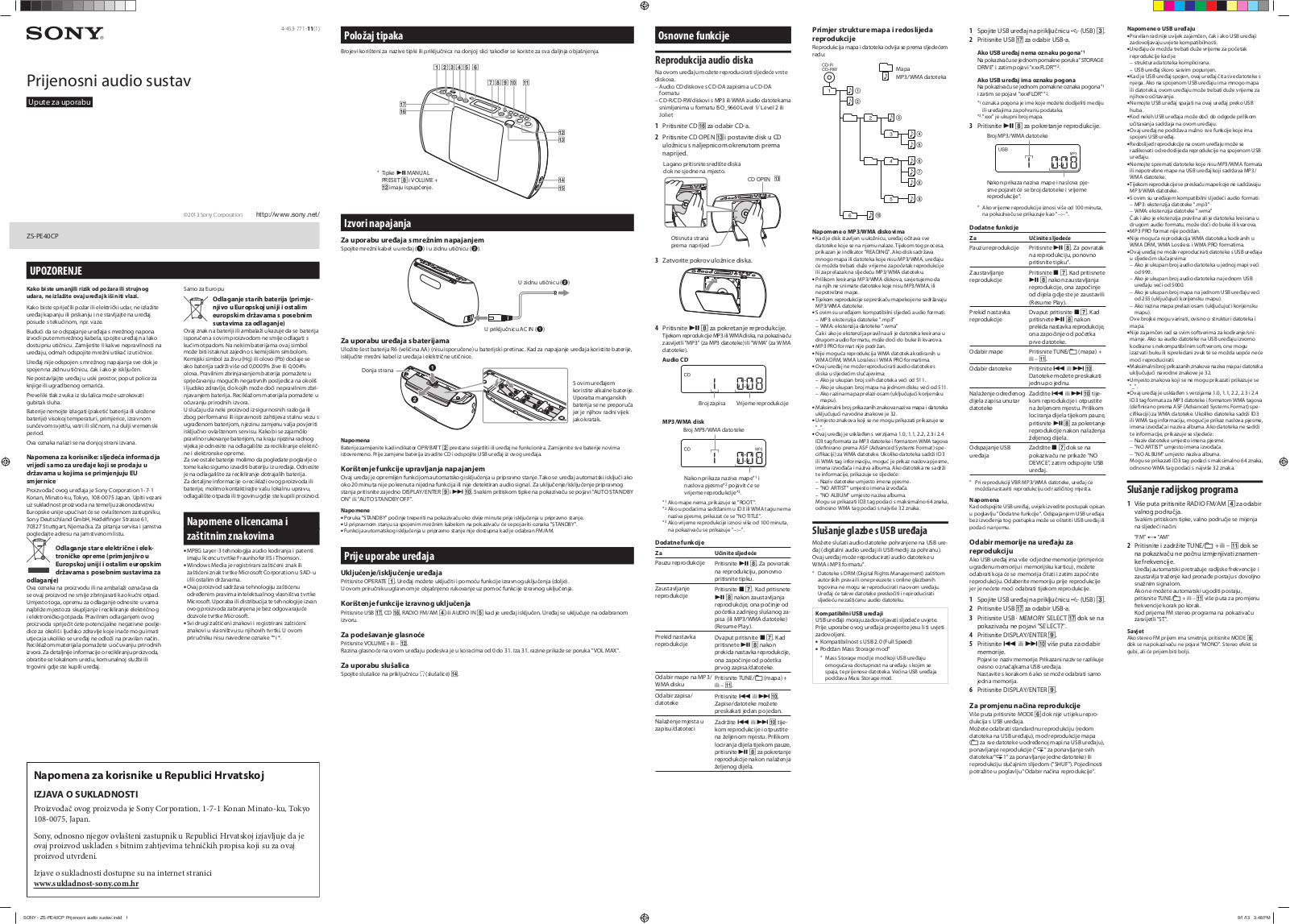 Sony ZS-PE40CP User Manual