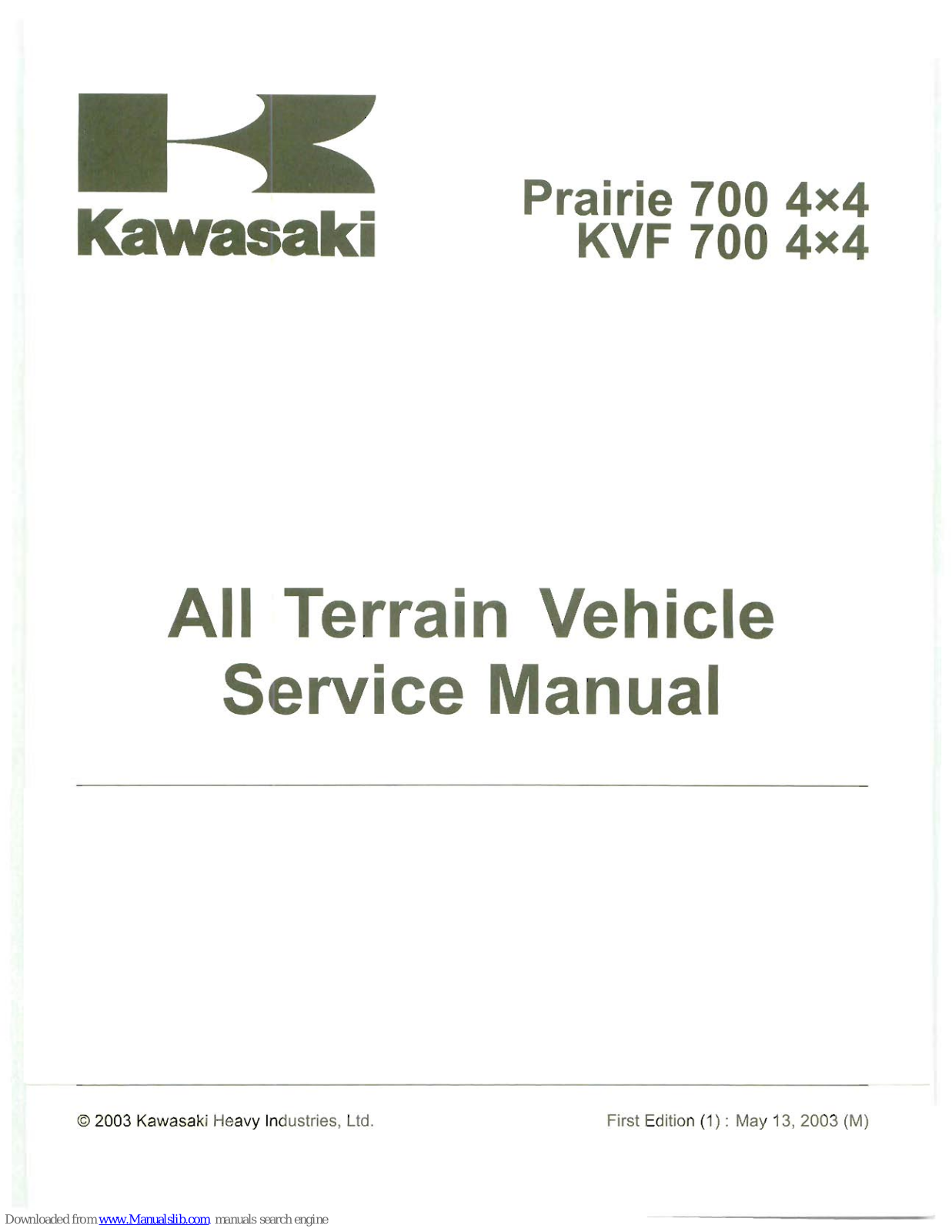 Kawasaki Prairie 700 4x4, KVF 700 4x4 Service Manual