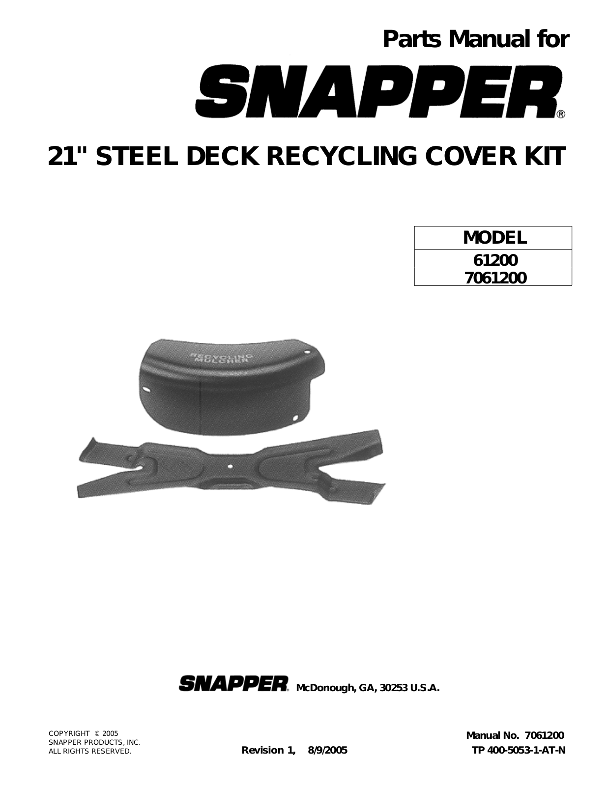 Snapper 61200, 7061200 User Manual