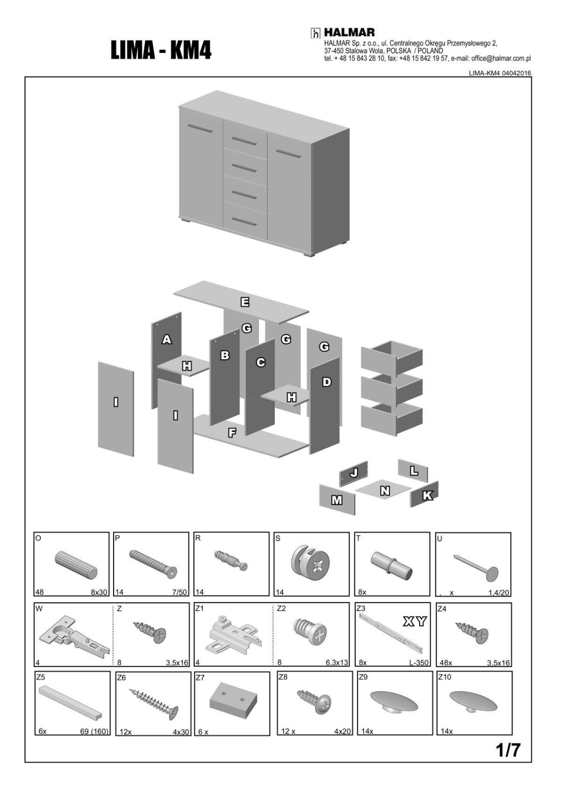 Halmar Lima KM-4 Installation/Assembly Instructions - ManualMachine.com