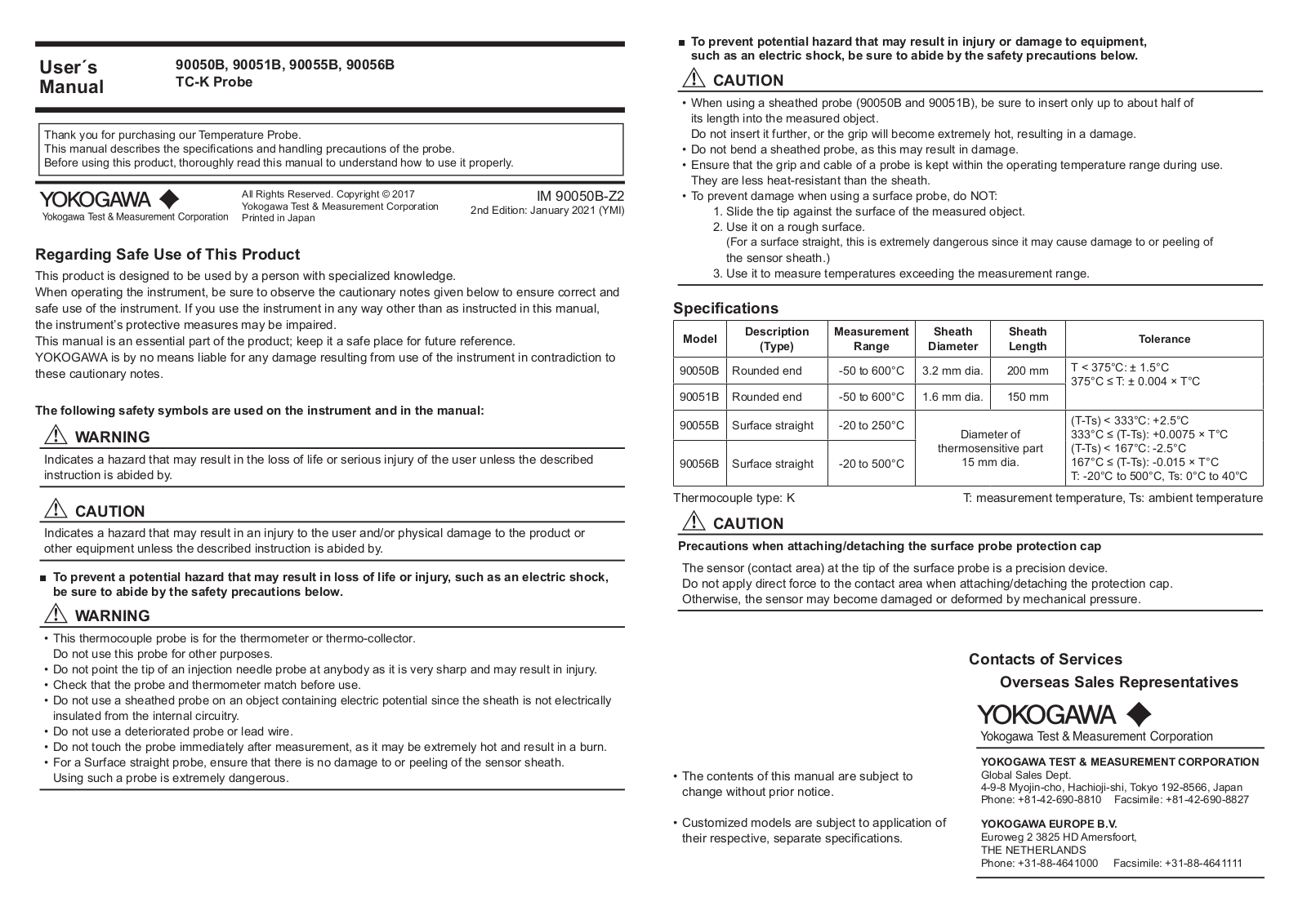 YOKOGAWA 90050B, 90051B, 90055B, 90056B User Manual