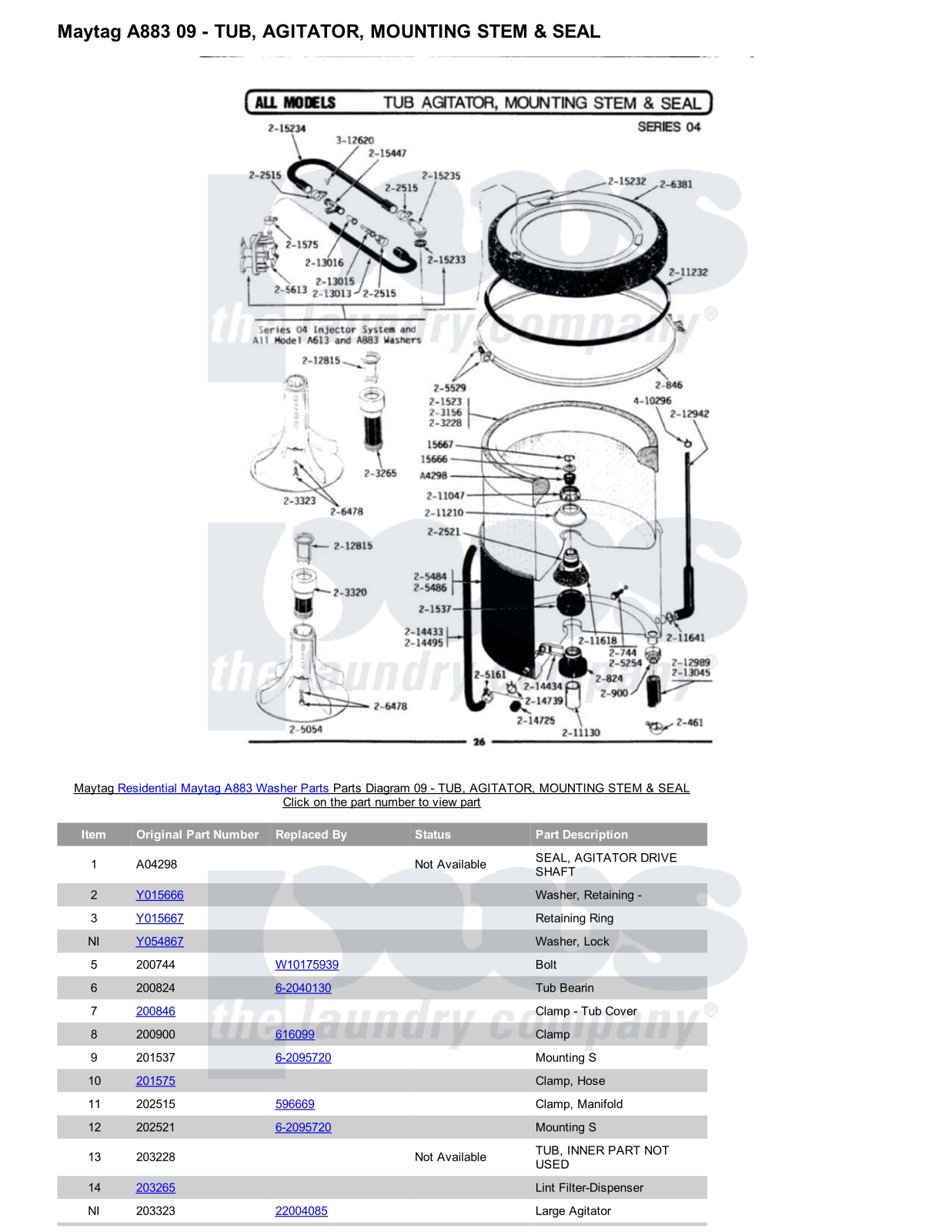 Maytag A883 Parts Diagram