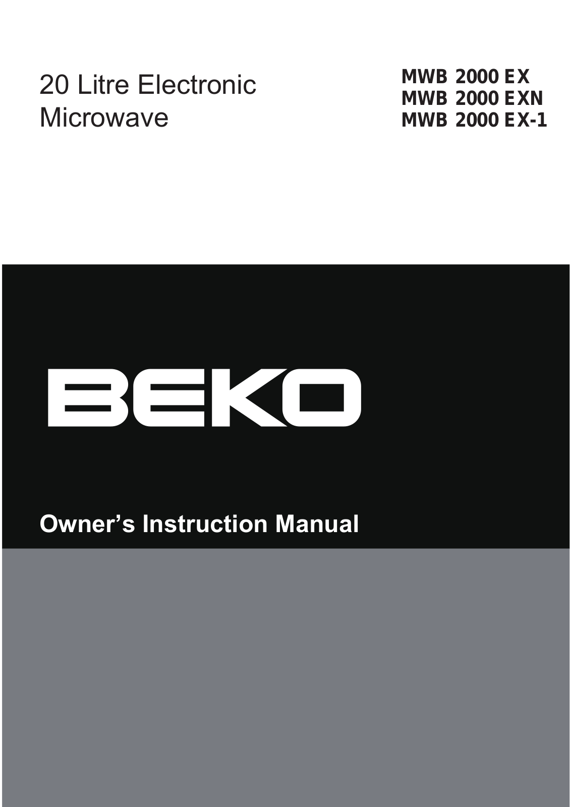 Beko MWB 2000 EX, MWB 2000 EXN, MWB 2000 EX-1 User manual