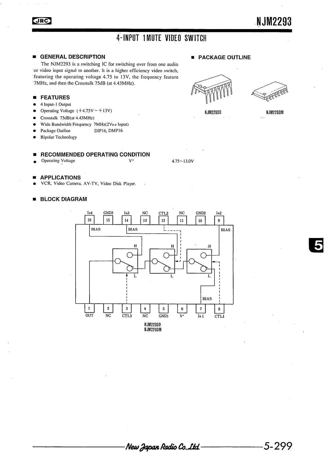 JRC NJM2293D, NJM2293M Datasheet