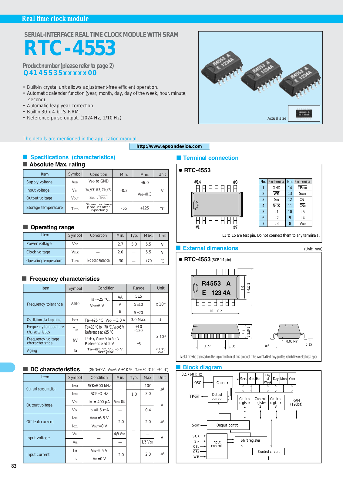 Epson RTC-4553 Datasheet