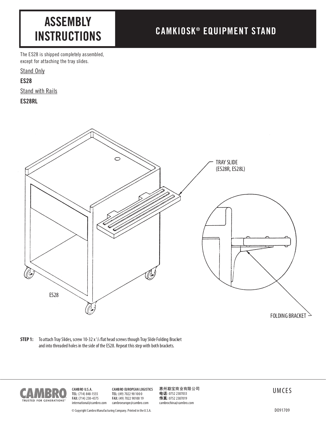 Cambro ES28, ES28RL Manual - ManualMachine.com