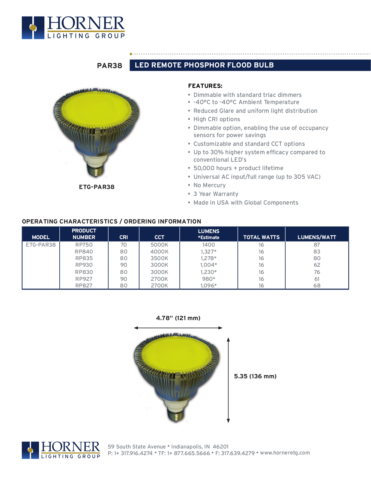 Horner APG Par 38 User Manual