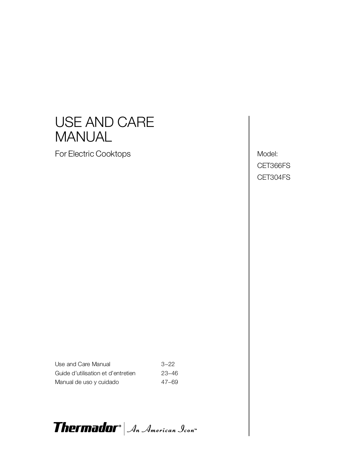 Thermador CET304FS User Manual