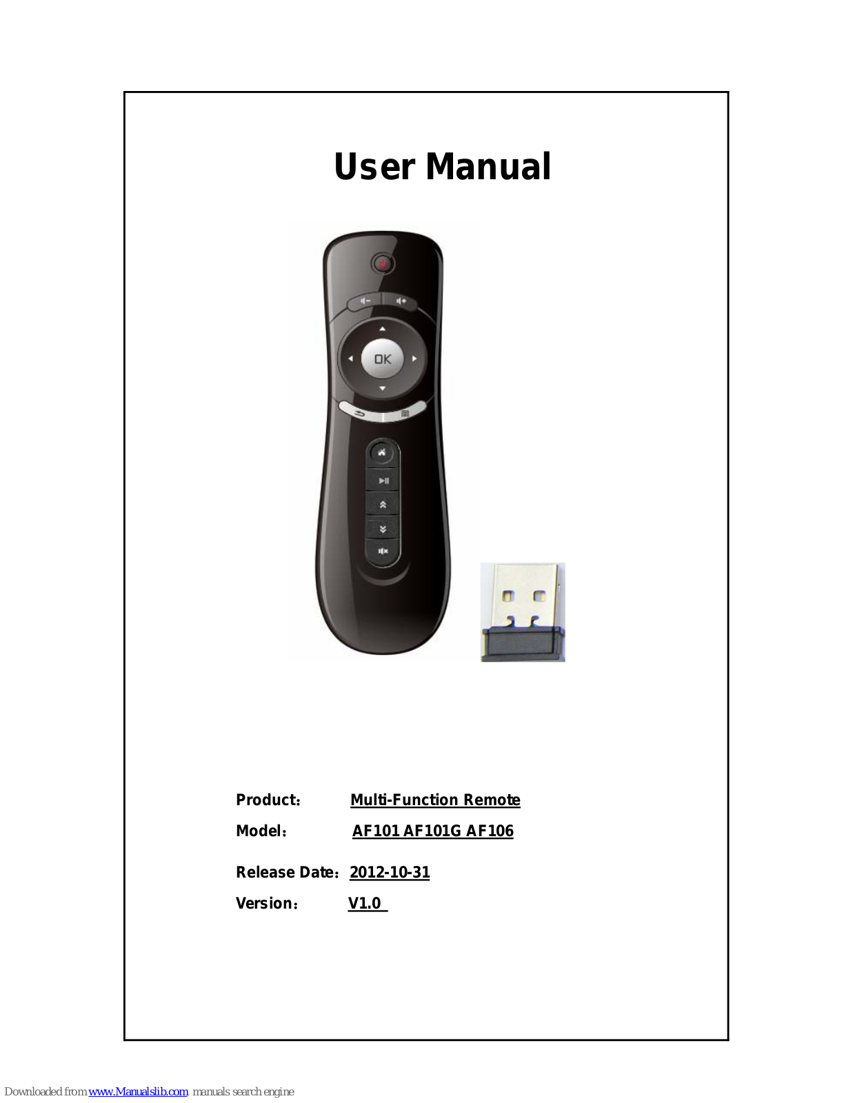 Excel Digital AF101, AF106, AF101G User Manual