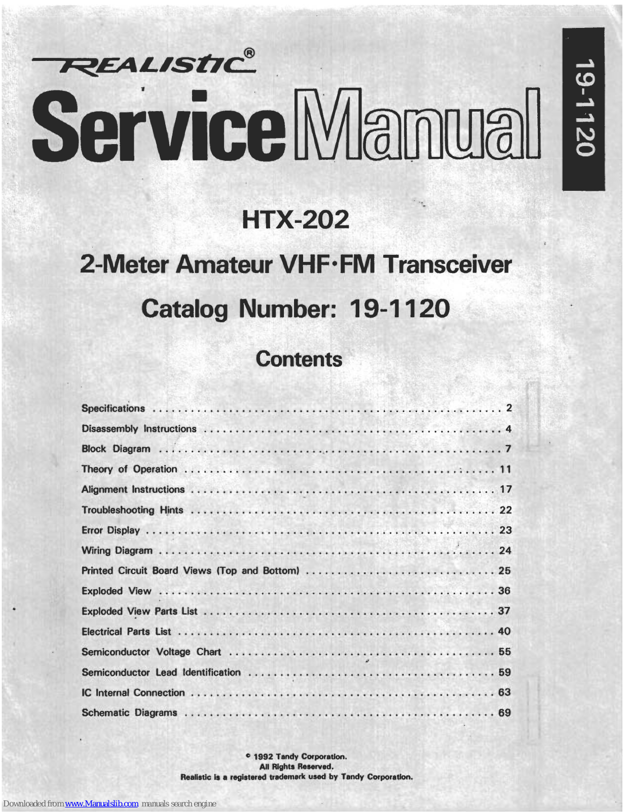 Realistic HTX-202 99-1120 Service Manual