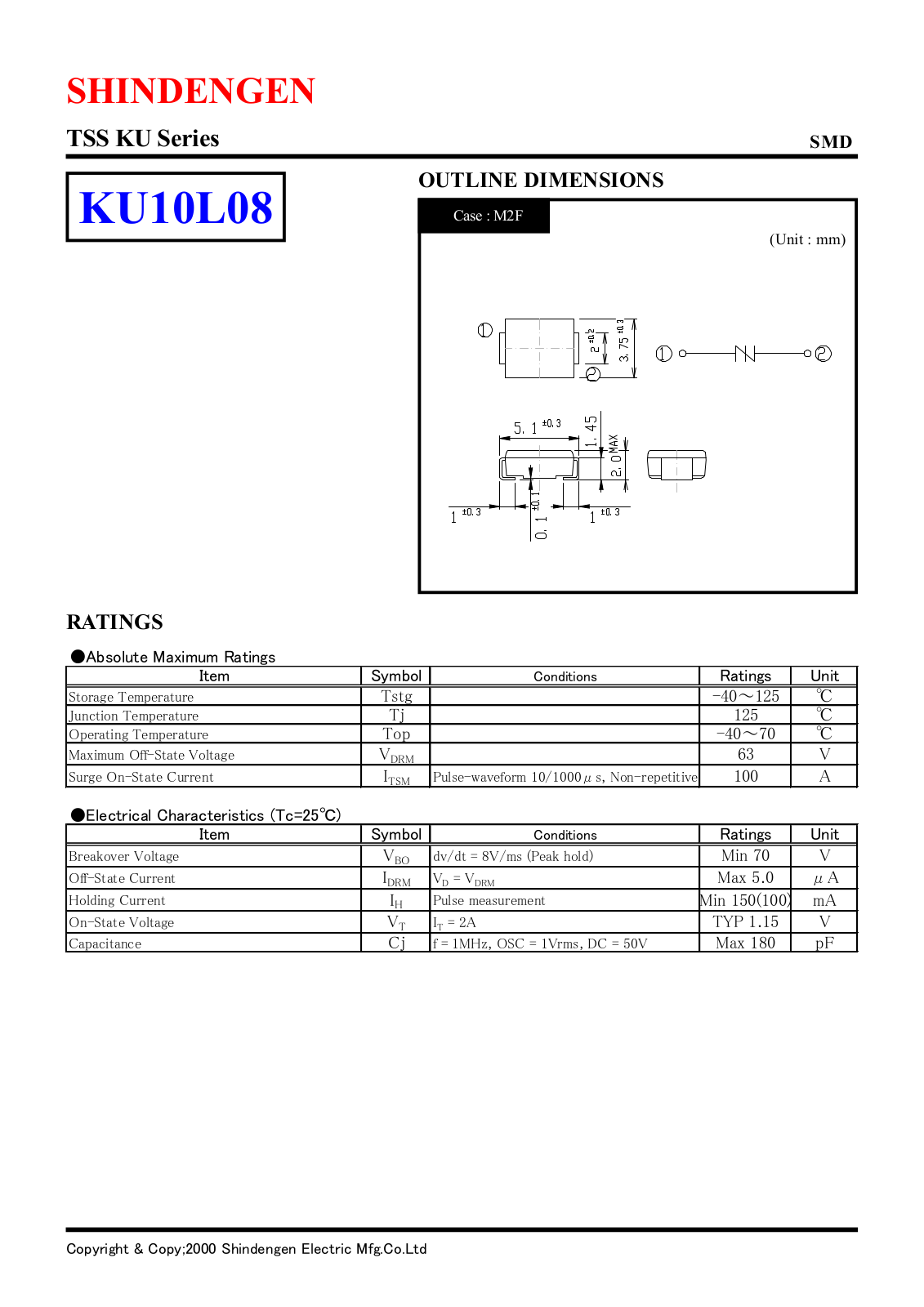 Shindengen Electric Manufacturing Company Ltd KU10L08 Datasheet