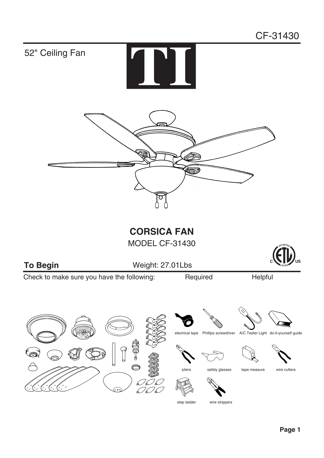 Triarch CF-31430 User Manual