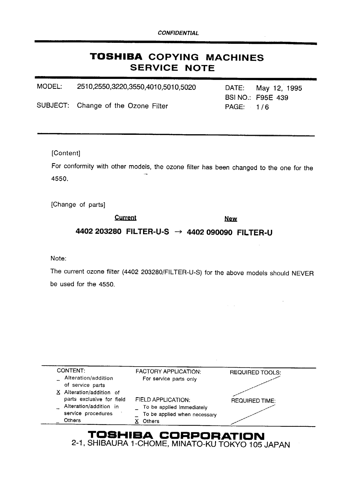 Toshiba f95e439 Service Note