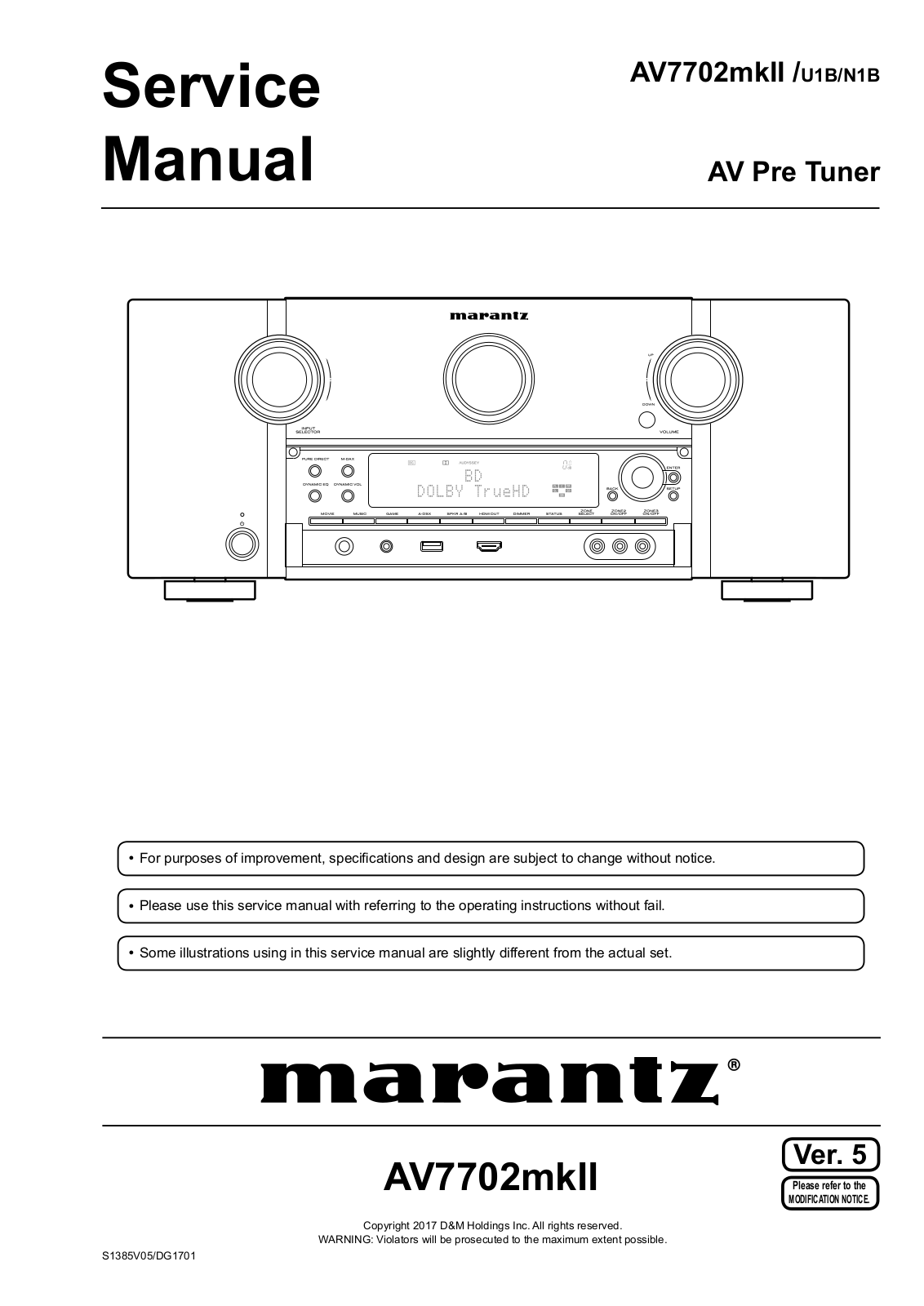 Marantz AV7002mkII, AV7002mkII-u1b, AV7002mkII-n1b Service Manual