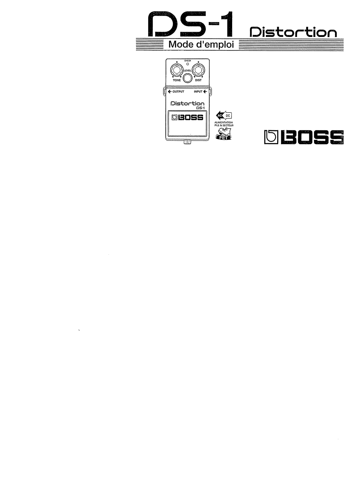 Boss Distortion DS-1 User Manual