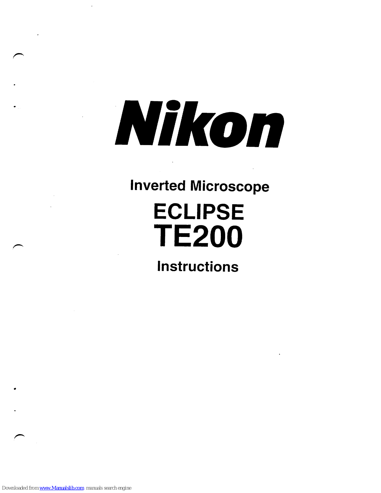 Nikon Eclipse TE200 Instructions Manual