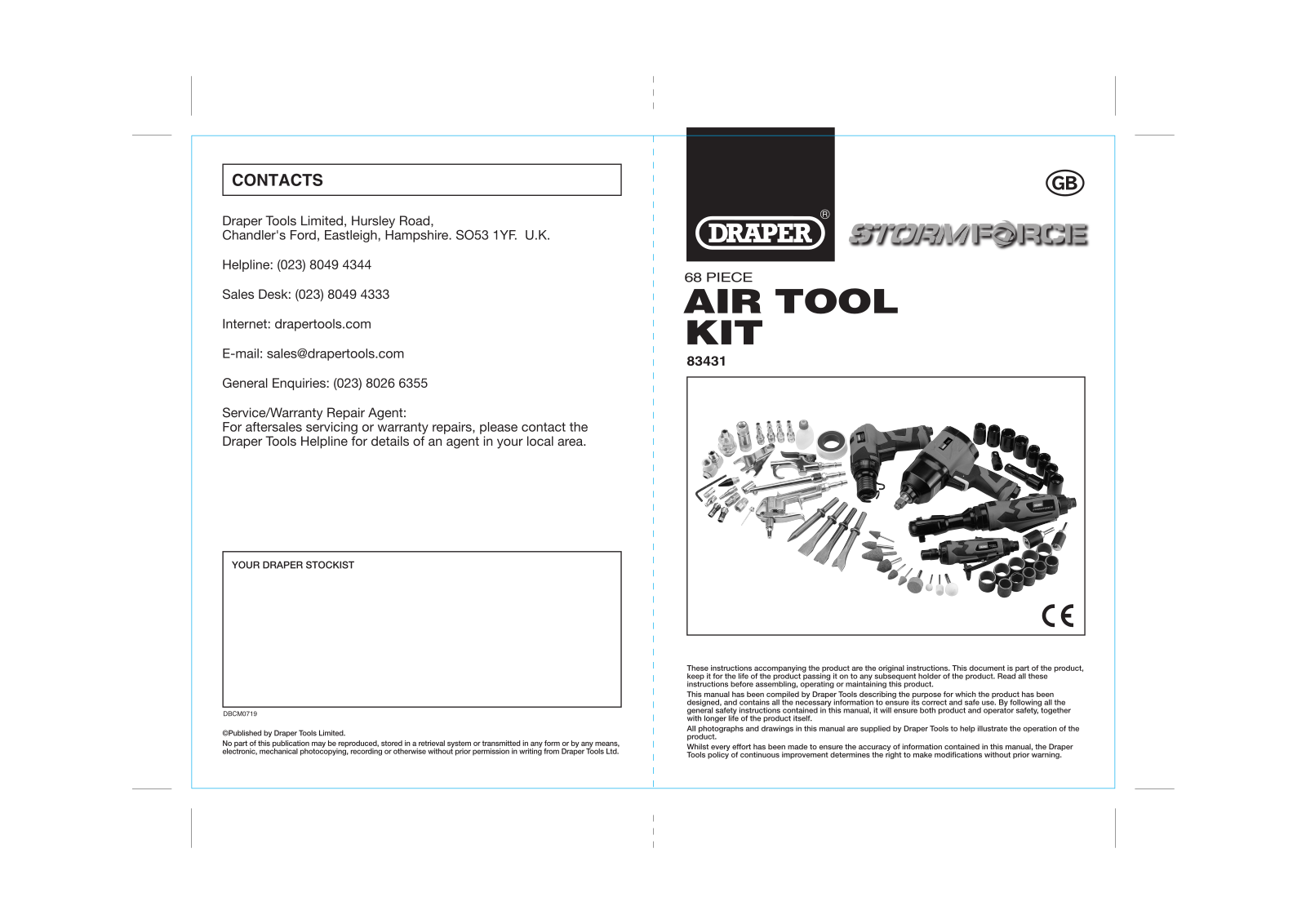 Draper Tools 83431 Instructions