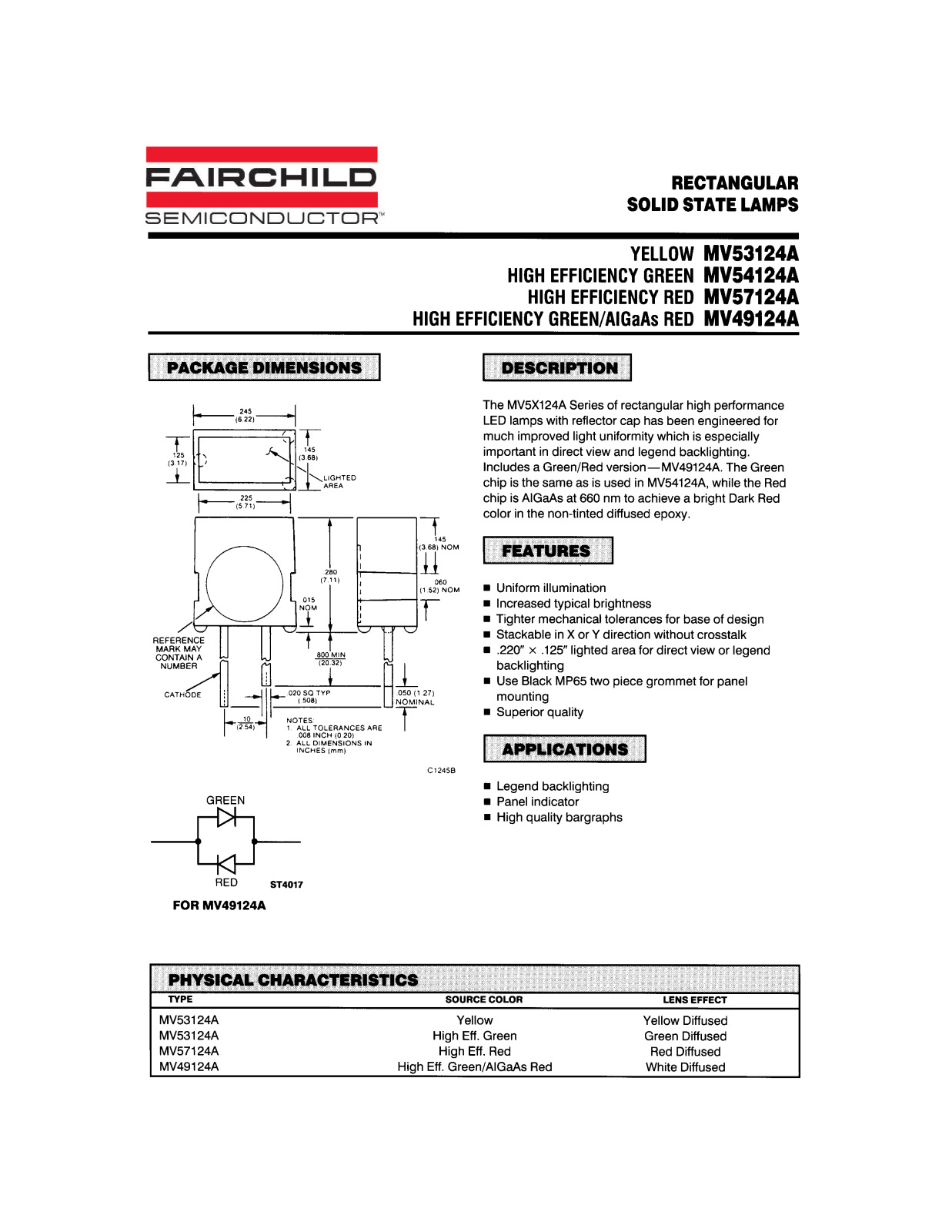 Fairchild Semiconductor MV57124A, MV54124A, MV53124A, MV49124A Datasheet