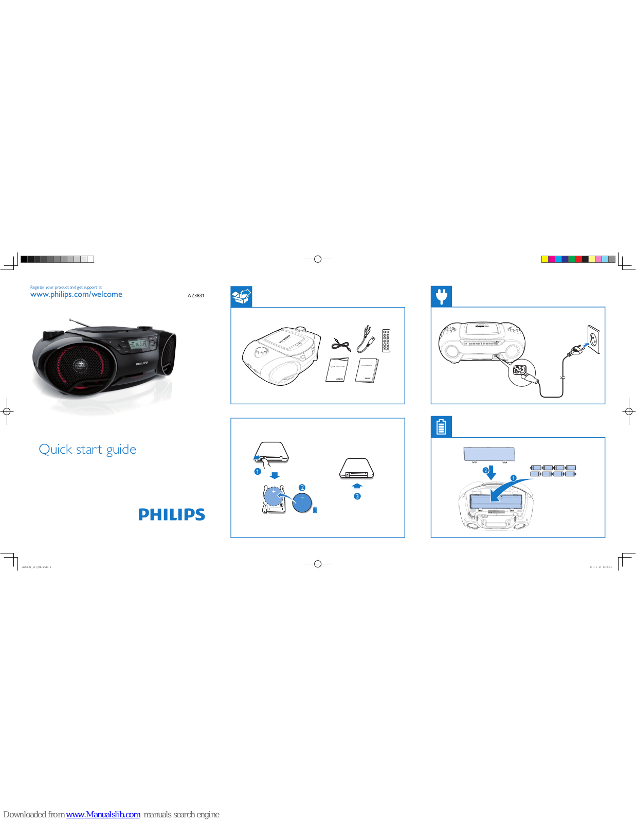 Philips AZ3831/51, AZ3831 Quick Start Manual