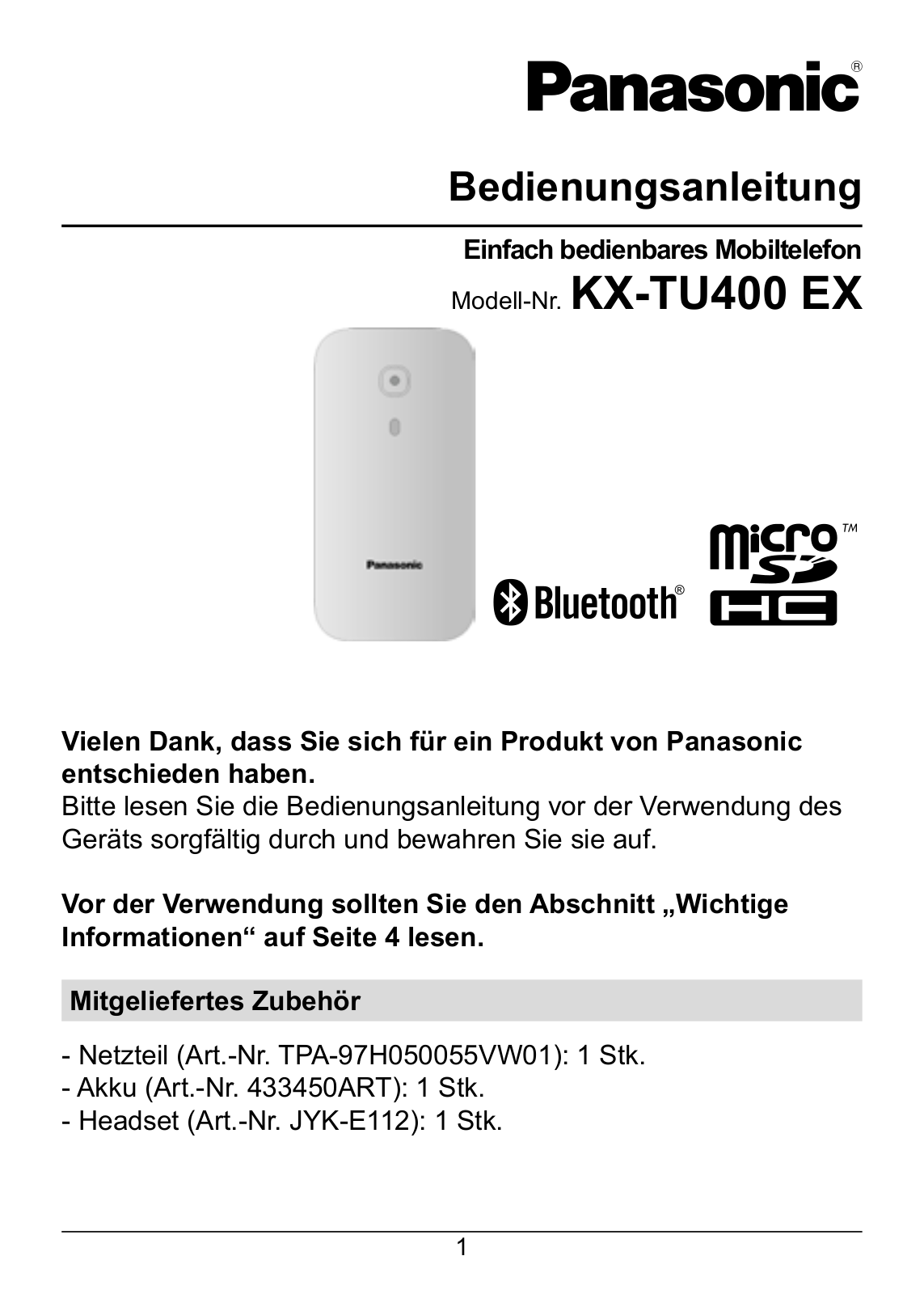 Panasonic KX-TU400 rot operation manual