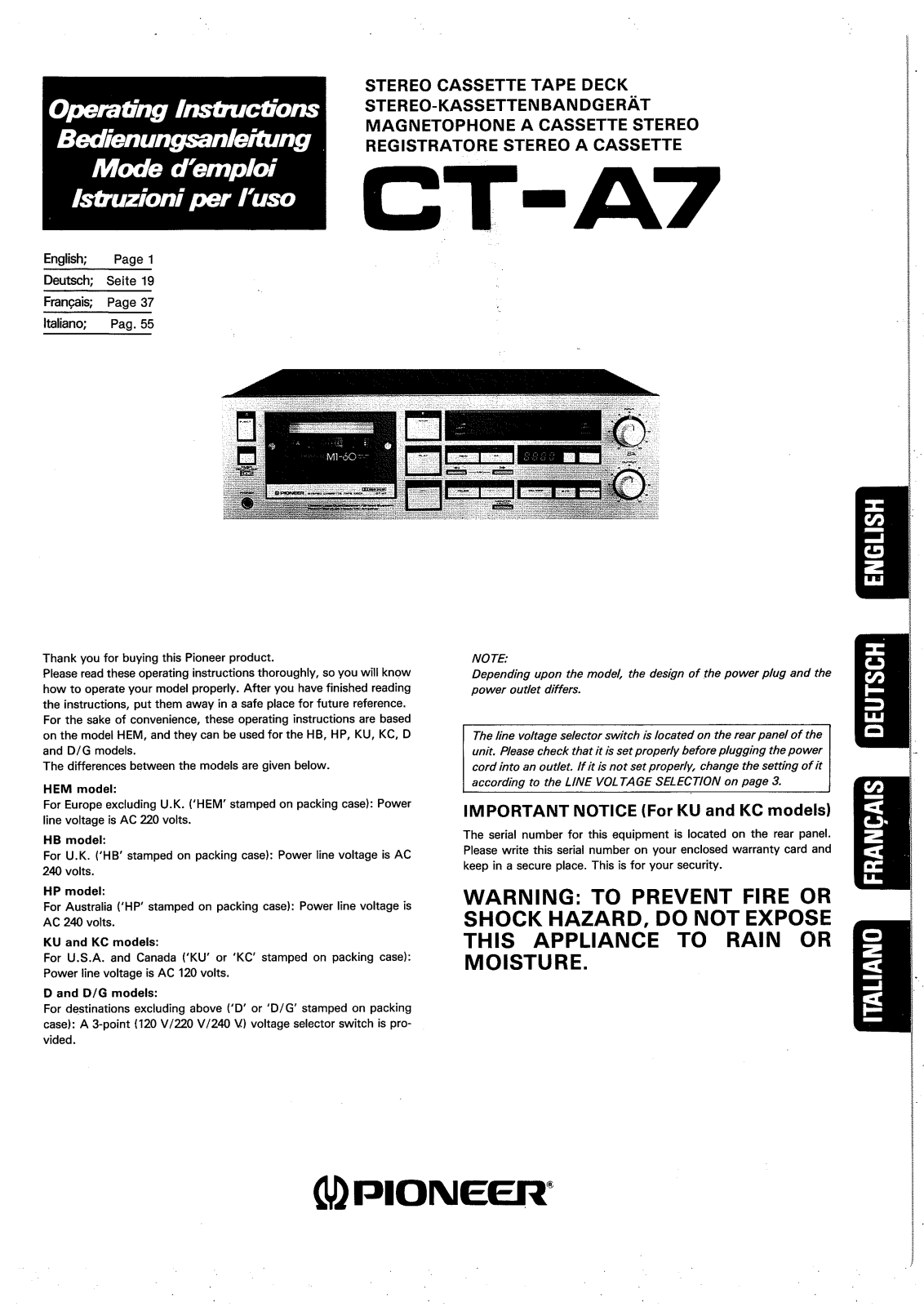 Pioneer CT-A7 Manual