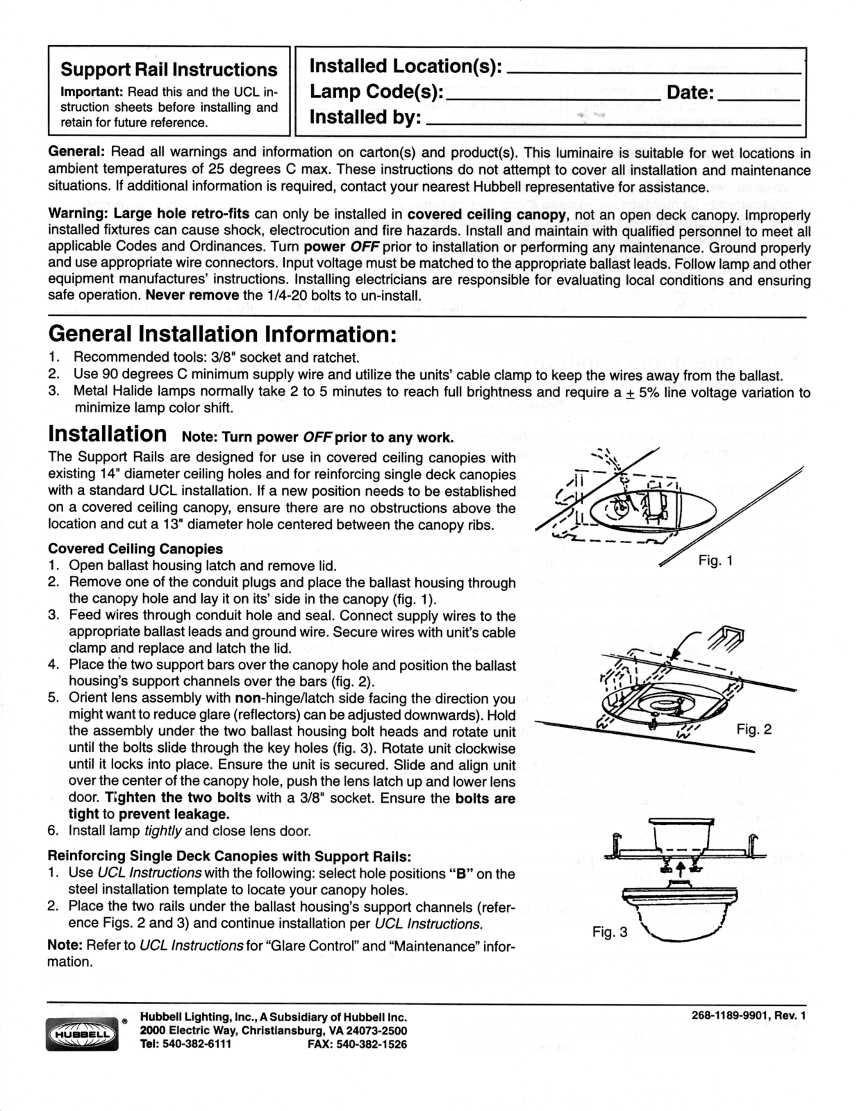 Hubbell Lighting UCK User Manual