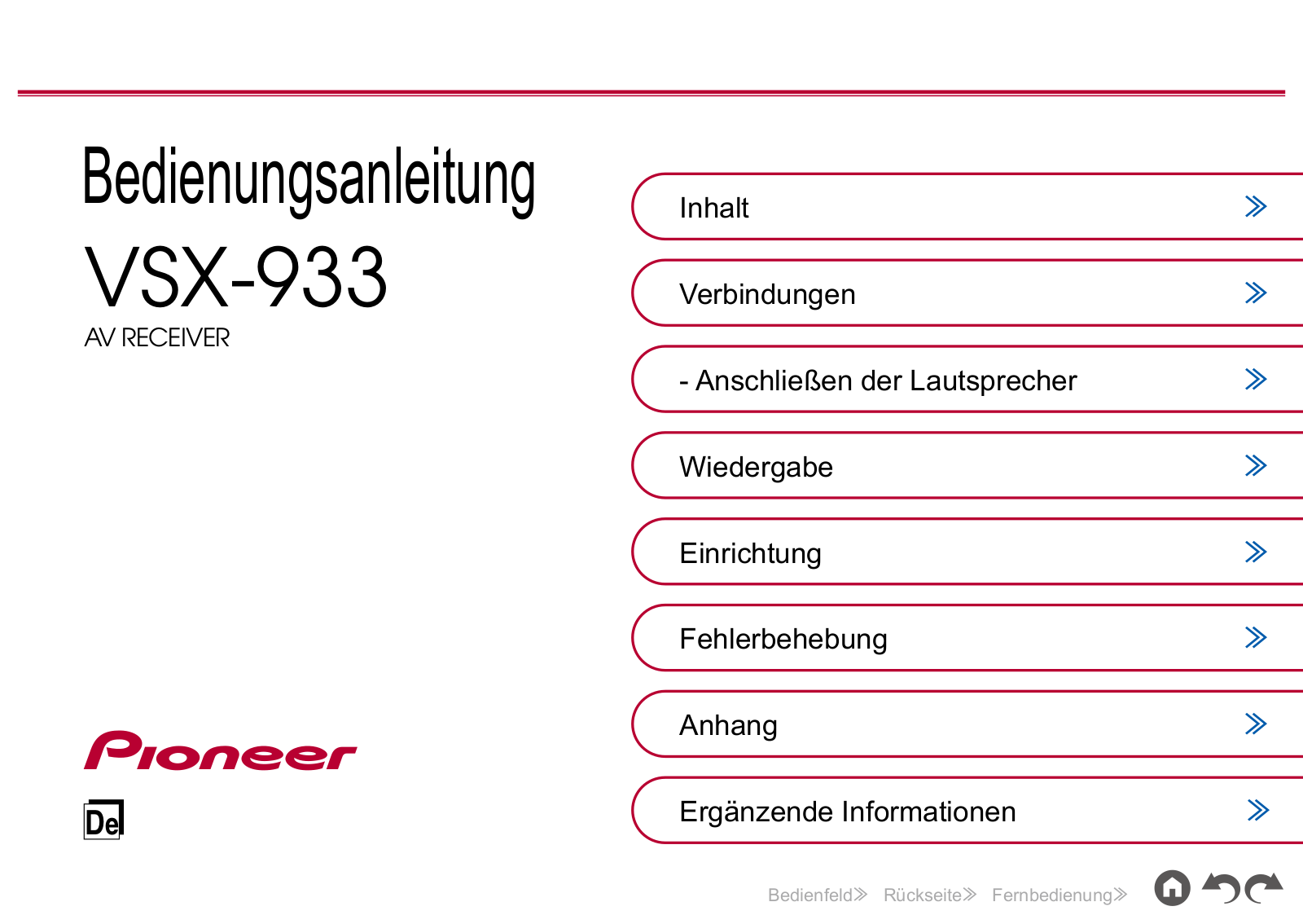 Pioneer VSX-933 User Manual