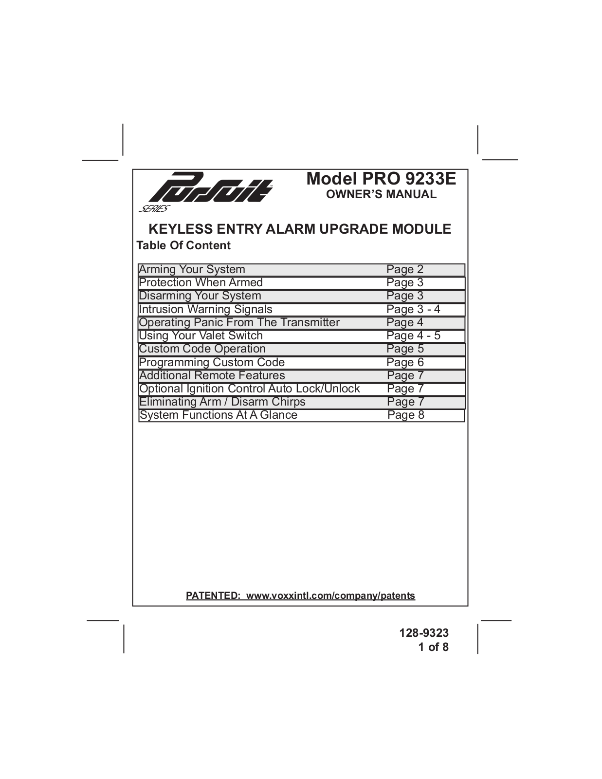 Audiovox PRO9233E, AS9076C, AS9234, PRO9056E, AS9076N Owner's Manual