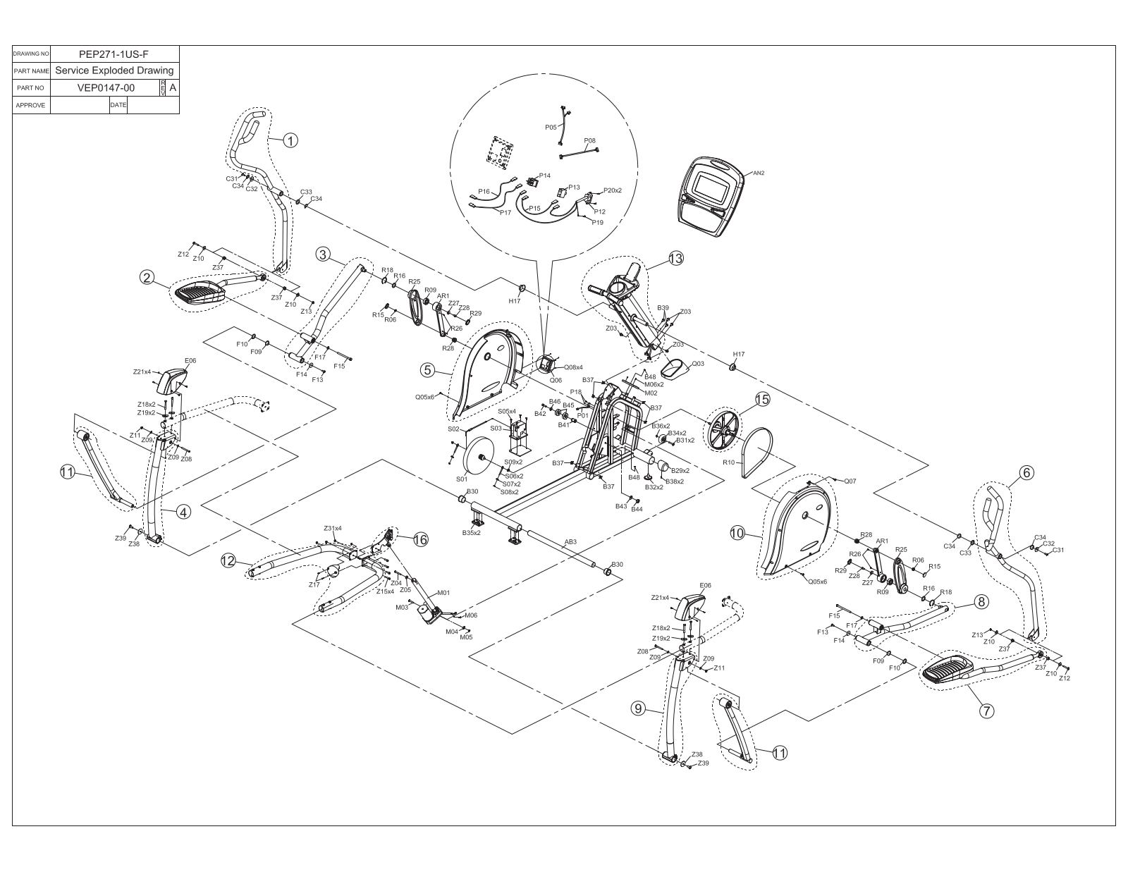 Horizon Fitness S7100HRT Exploded Diagram