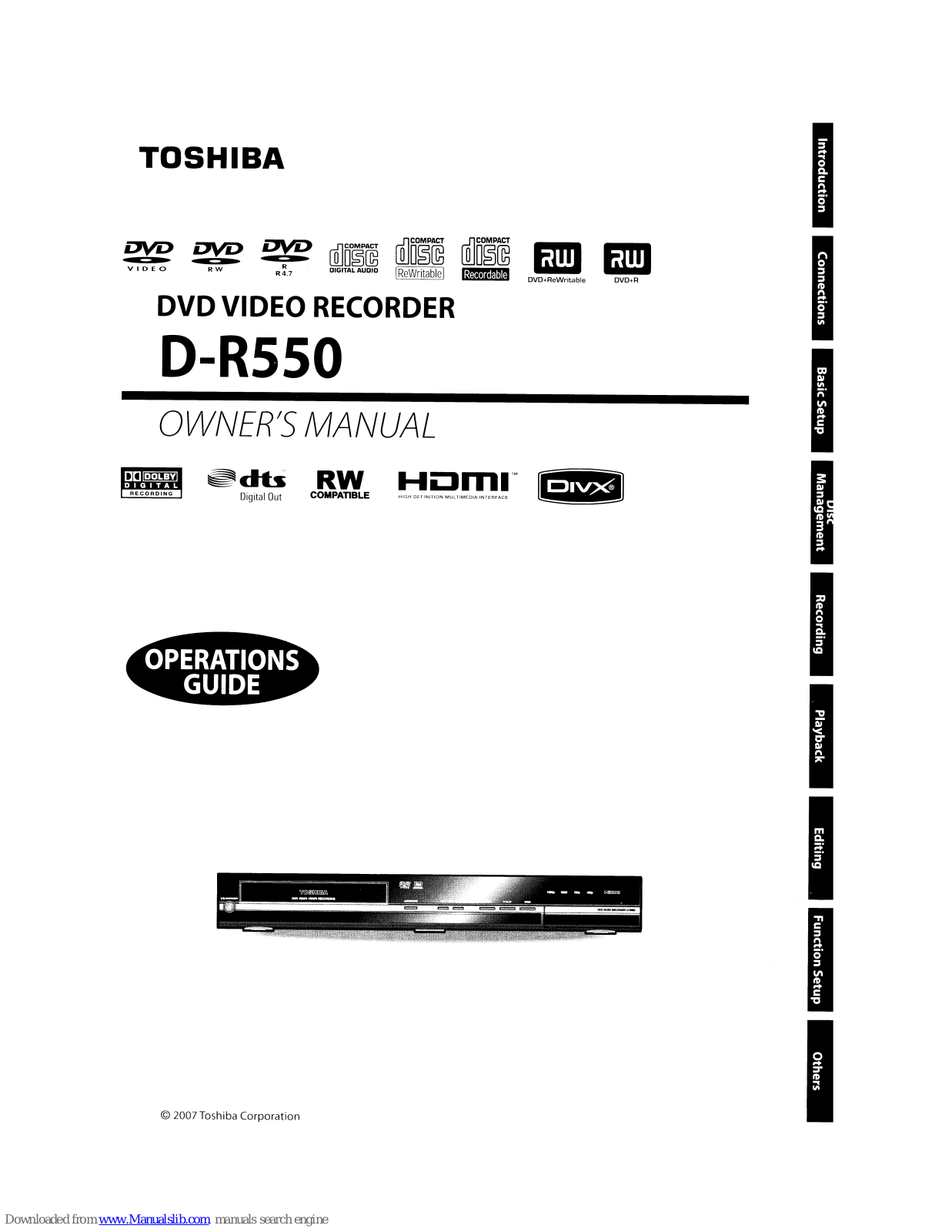 Toshiba D-R550 Owner's Manual