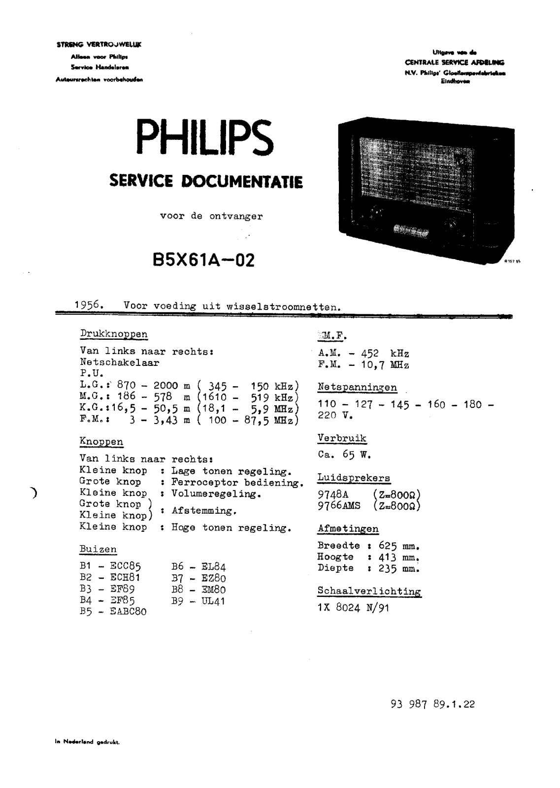 Philips B-5-X-61-A Service Manual