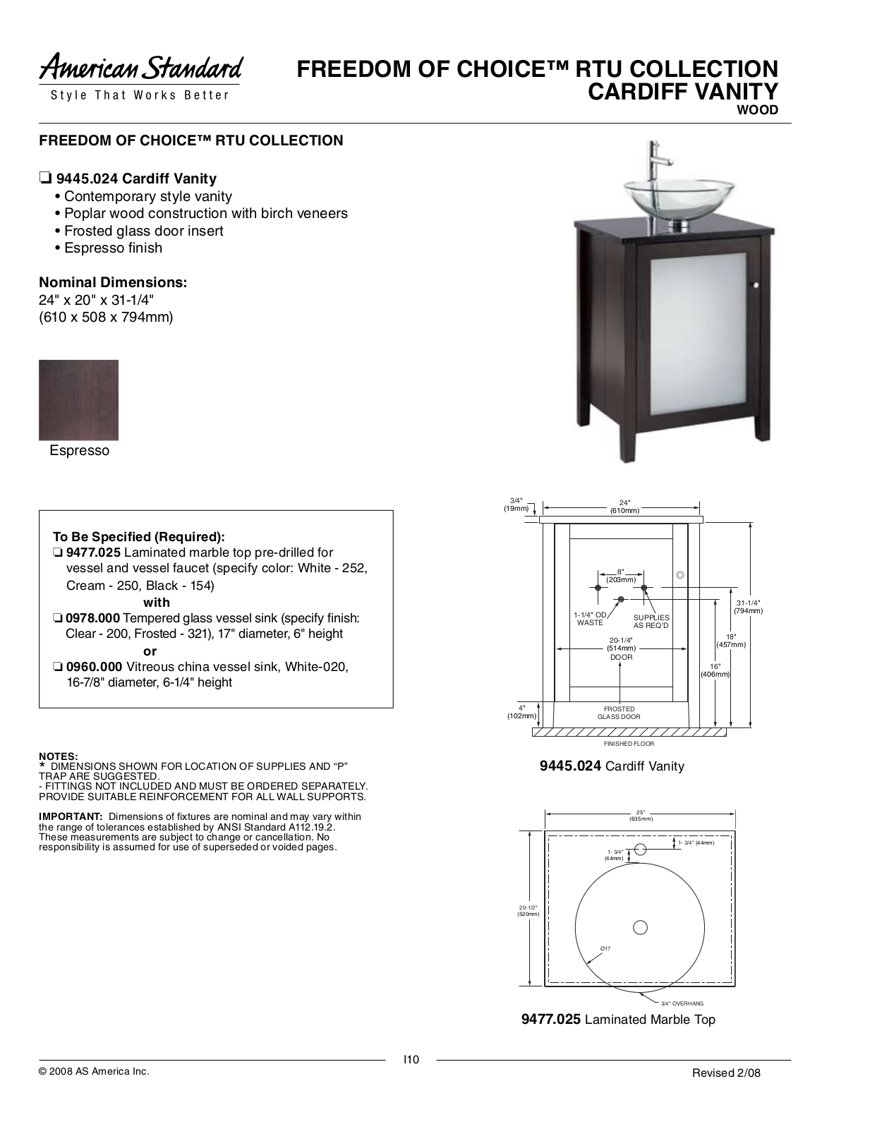 American Standard 0960.000, 0978.000 User Manual