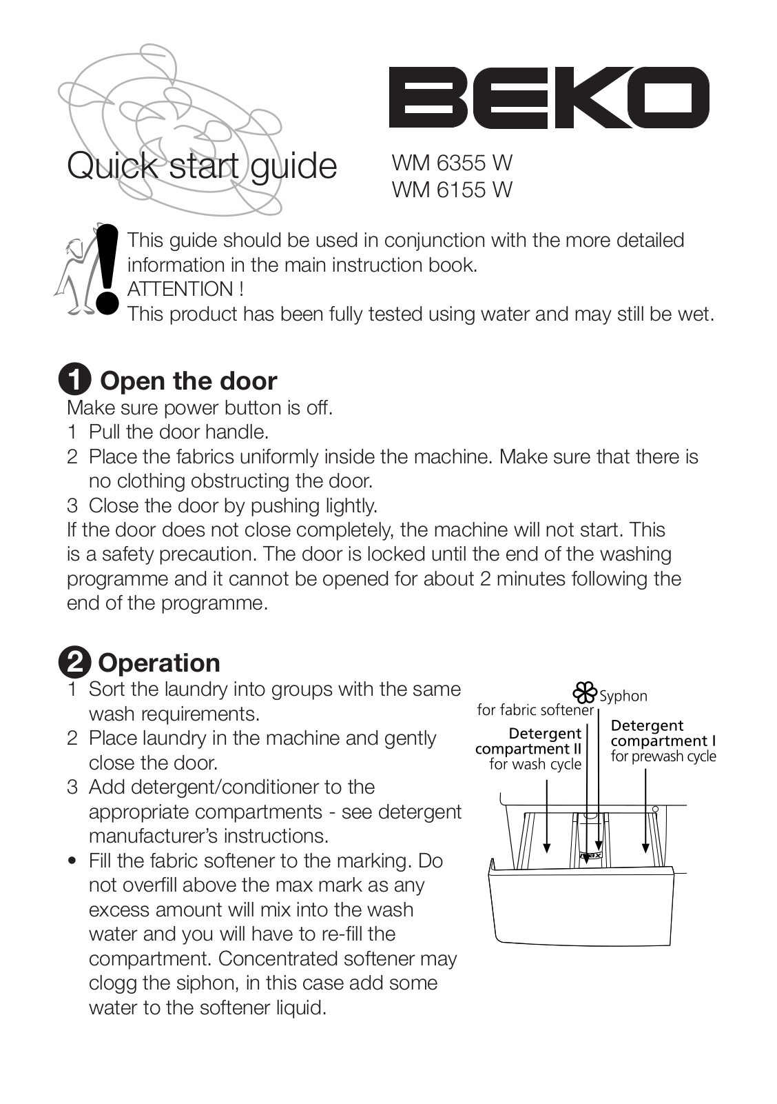 Beko WM 6355 W, WM 6155 W User Manual