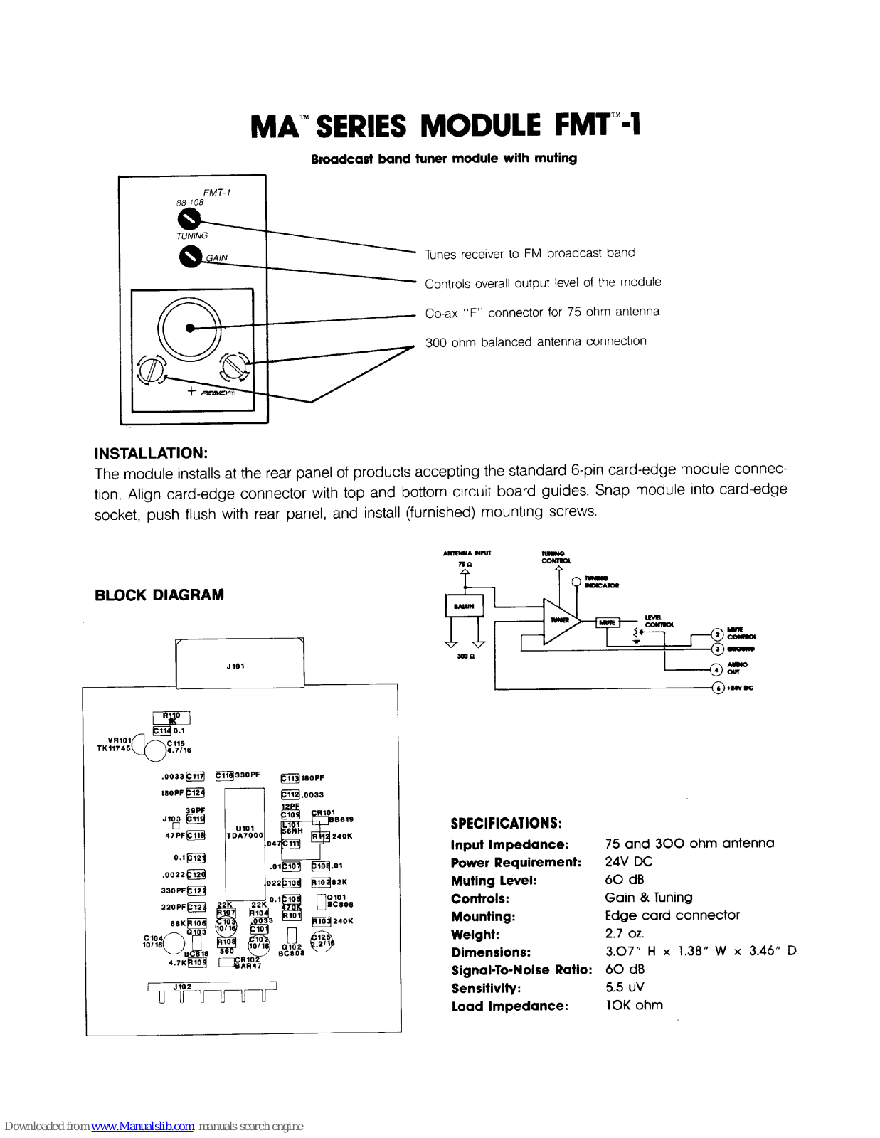 Peavey FMT-1 User Manual