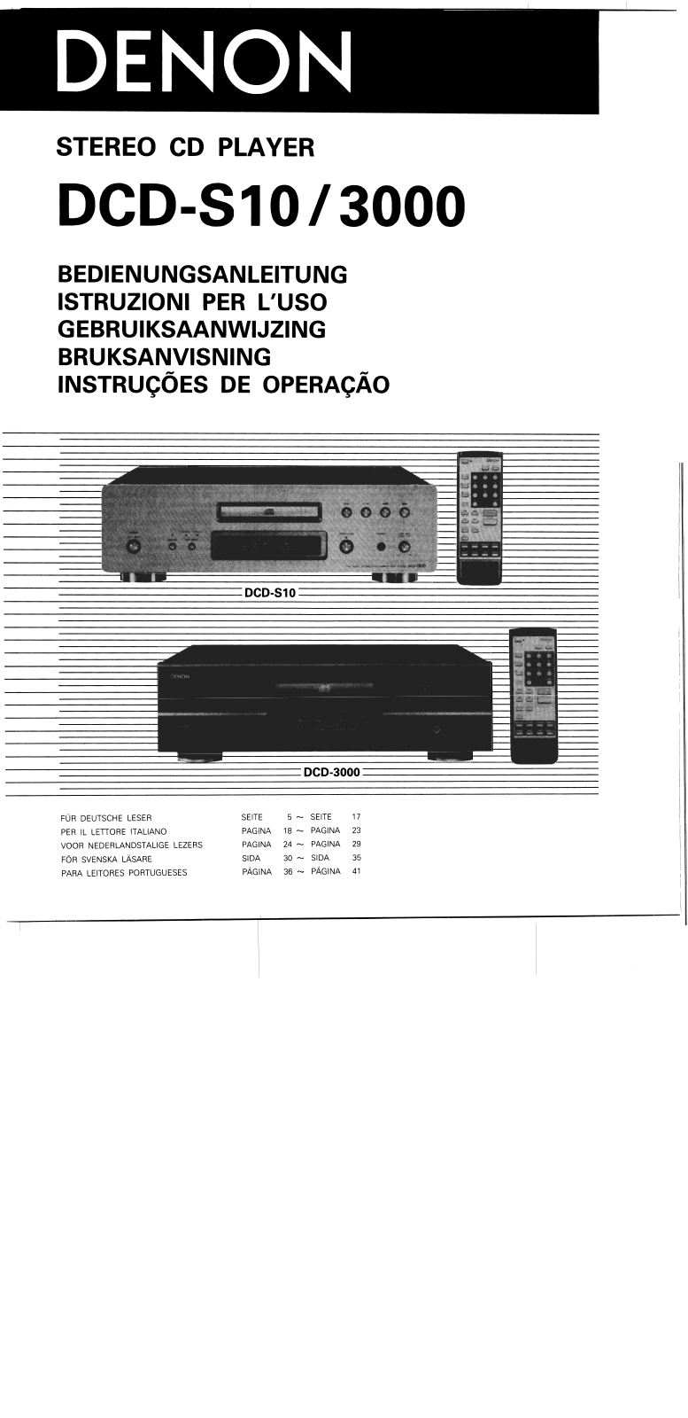 Denon DCD-3000, DCD-S10 Owner's Manual